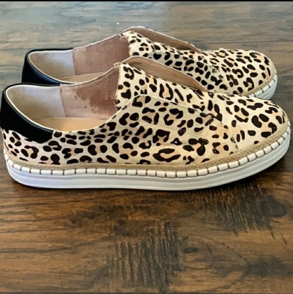ANTHROPOLOGIE J/Slides Karla Leopard Print Espadrille Shoes sz 9